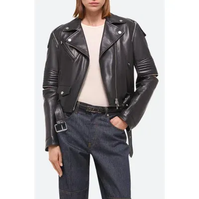 Helmut Lang Astro Convertible Leather Moto Jacket In Black