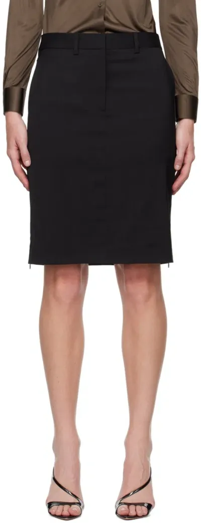 Helmut Lang Black Car Midi Skirt In Black - 001