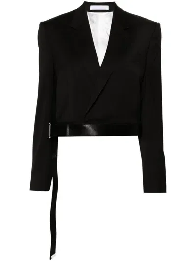 Helmut Lang Black Cropped Virgin Wool Blazer