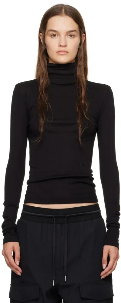 Helmut Lang Black Embroidered-logo Turtleneck In Black - 001