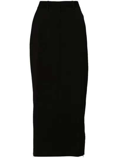 Helmut Lang Black Zip-up Maxi Skirt In 001 - Black