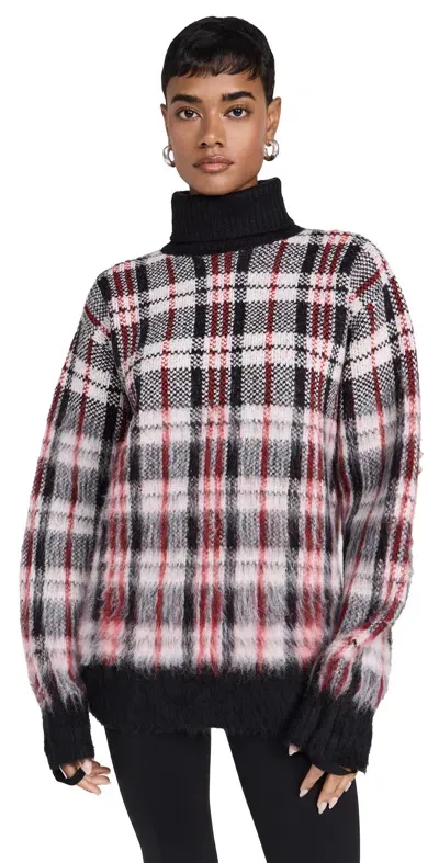 Helmut Lang Chunky Turtleneck Sweater Medium Red Check