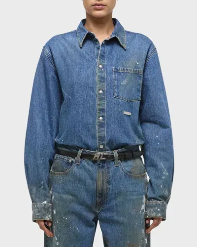 Helmut Lang Denim Shirt Jacket In Mid Indigo Painter