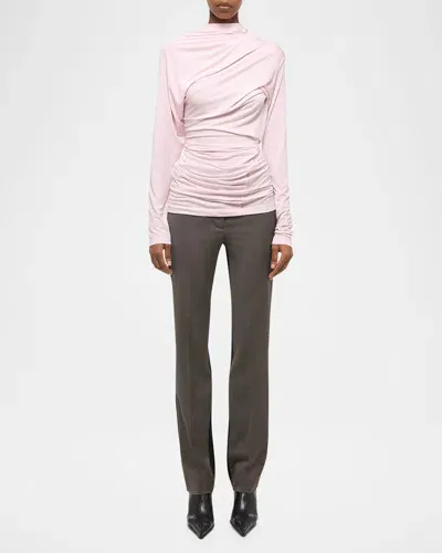 Helmut Lang Draped Long-sleeve Cloud Jersey Top In Black