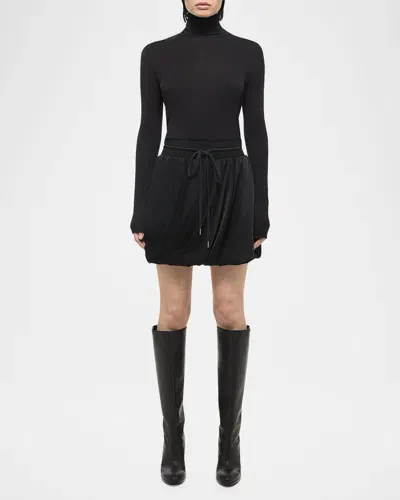 Helmut Lang Drawstring Bubble Mini Skirt In Black