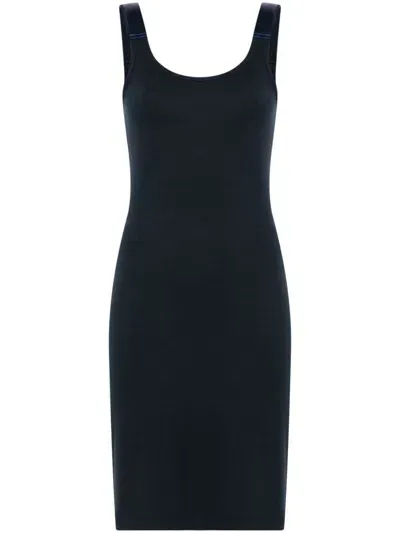 Helmut Lang Fine-ribbed Mini Dress In Blue