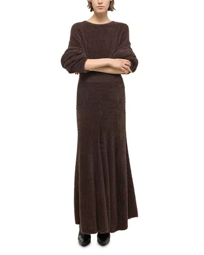 Helmut Lang Grunge Fuzzy Maxi Skirt In Espresso