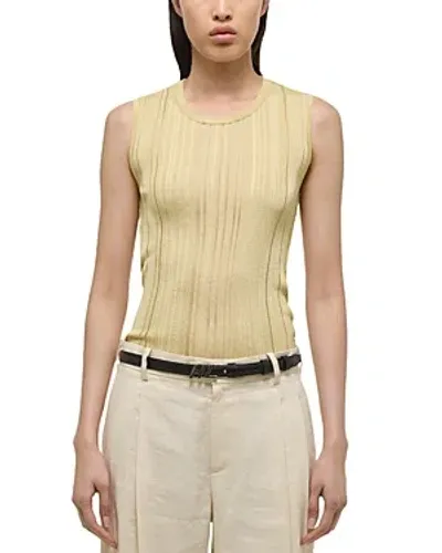 Helmut Lang Open Back Semi Sheer Top In Butter