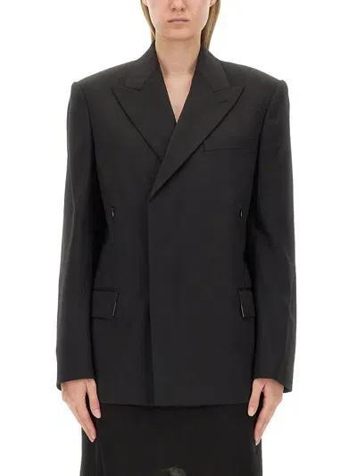 Helmut Lang Tailored Wool Double Breast Blazer In Black