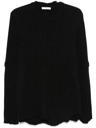 Helmut Lang Ribbed-knit Sweater In Black