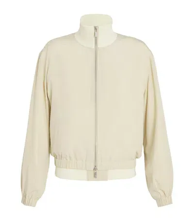 Helmut Lang Silk Layered Bomber Jacket In Neutral