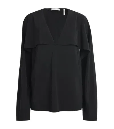 Helmut Lang Silk Scarf Blouse In Black