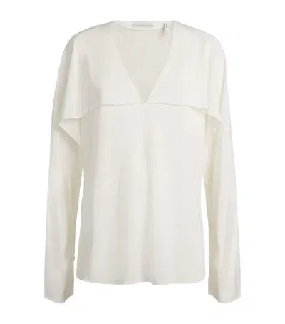 Helmut Lang Silk Scarf Blouse In White