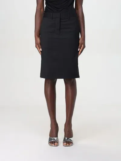 Helmut Lang Straight Wool Skirt In Schwarz