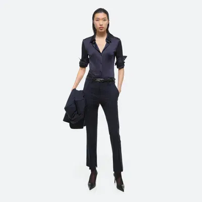 Helmut Lang Slim Virgin Wool Trouser In Navy