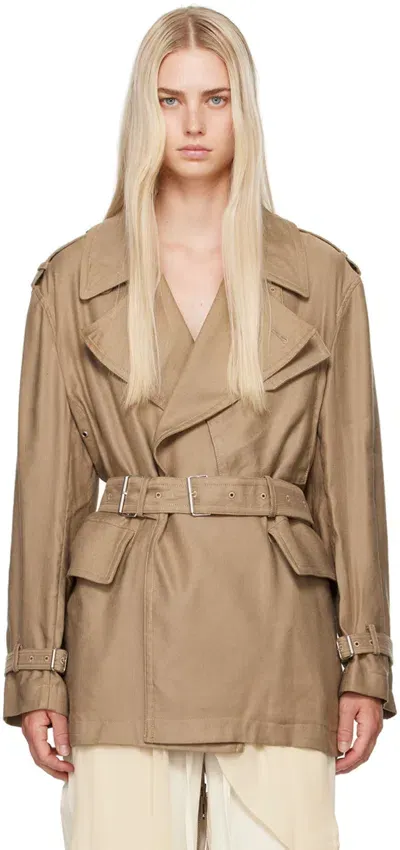 Helmut Lang Taupe Rider Trench Coat In Driftwood - V16