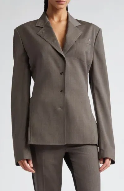 Helmut Lang Virgin Wool Jacket In Light Brown Melange - 21g