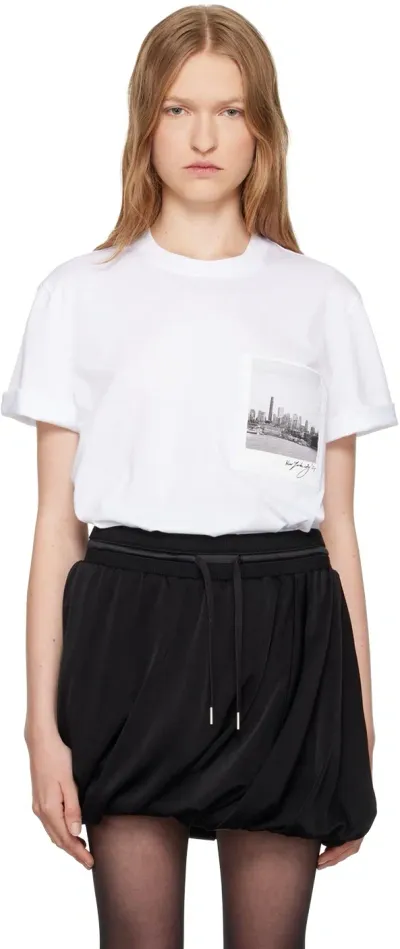 Helmut Lang White Skyline Postcard T-shirt In 100 White