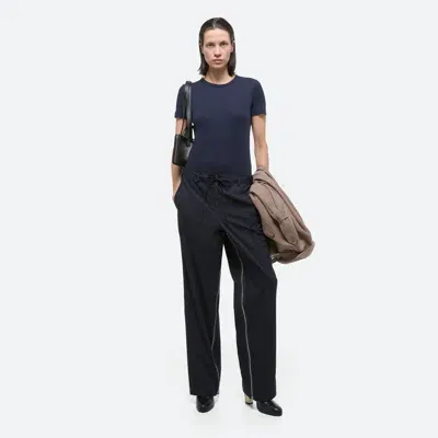 Helmut Lang Wide Leg Gusset Pants In Navy