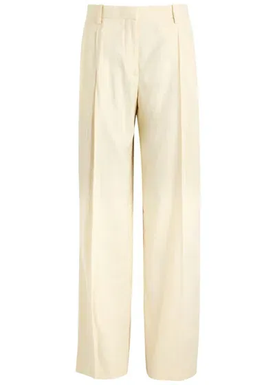 Helmut Lang Wide-leg Linen-blend Trousers In Off White