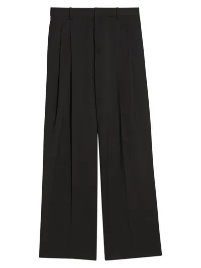 Helmut Lang Women's Wool Pleated Wide-leg Trousers In Black