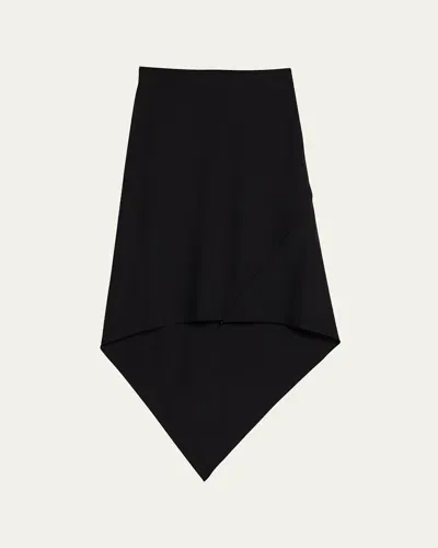 Helmut Lang Asymmetric-hem High-waist Midi Skirt In Blk