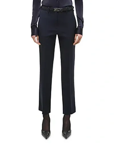 Helmut Lang Wool Zipper Hem Slim Pants In Navy