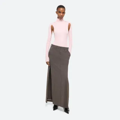 Helmut Lang Zip Maxi Skirt In Light Brown Melange