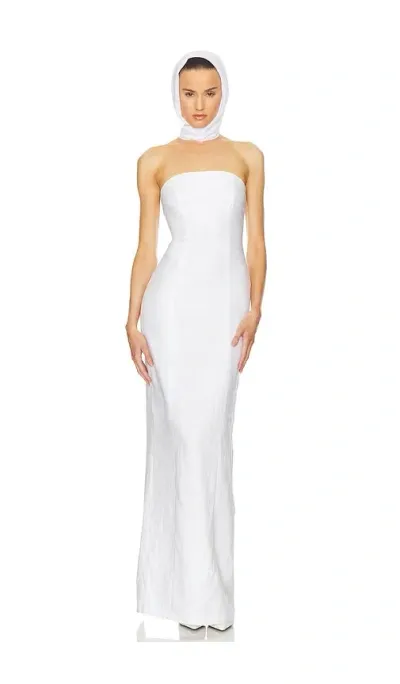 Helsa Linen Strapless Maxi Dress In Natural White