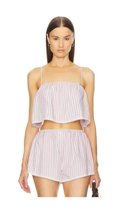 Helsa Wide Stripe Poplin Camisole In Mauve Stripe