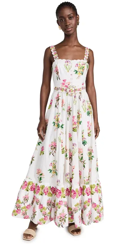 Hemant & Nandita Long Dress With Buckle Belt White Floral