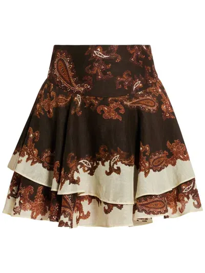 Hemant & Nandita Paisley-print Mini Skirt In Brown