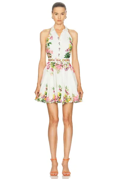 Hemant & Nandita Taha Buckle Belt Short Dress In White Floral