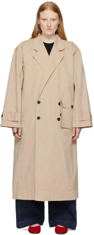 Henrik Vibskov Beige Notice Coat In Desert