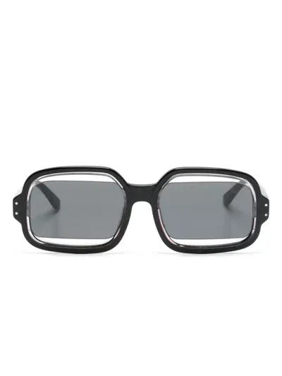 Henrik Vibskov Olga Rectangle-frame Sunglasses In 黑色