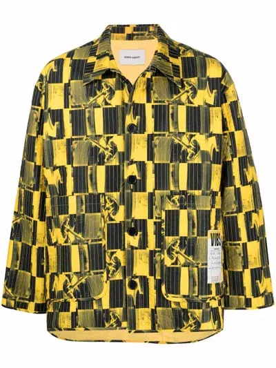 Henrik Vibskov Wheel Quilt Shirt Jacket In Yellow