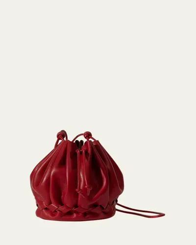 Hereu Molina Pleated Leather Bucket Bag In Red