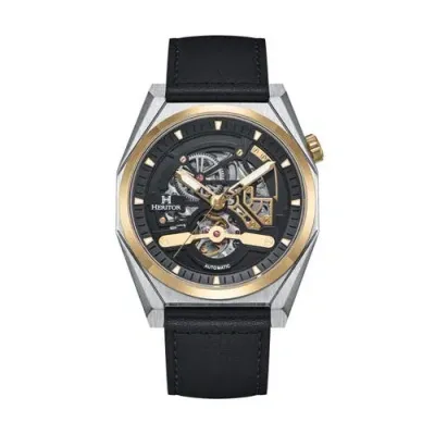 Heritor Automatic Amadeus Semi-skeleton Leather-band Watch In Gold/black