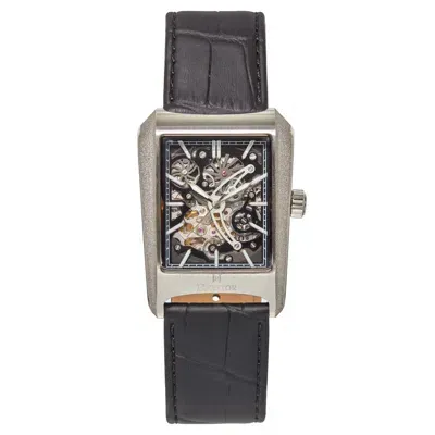 Heritor Automatic Men's Black / Silver Wyatt Leather-band Skeleton Watch - Black, Silver In Black/silver