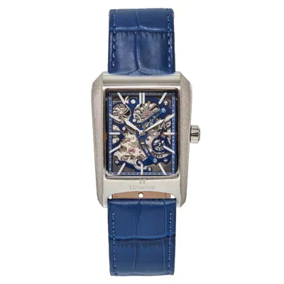 Heritor Automatic Men's Blue / Silver Wyatt Leather-band Skeleton Watch - Blue, Silver In Blue/silver