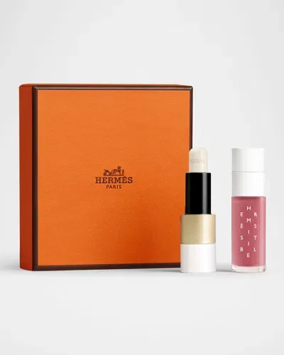 Hermes Rouge Lip Balm And Rose Kola Duo Lip Gift Set In White