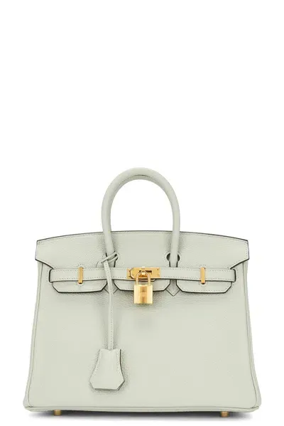 Pre-owned Hermes Togo B Stamp Birkin 25 Handbag In Gris Neve