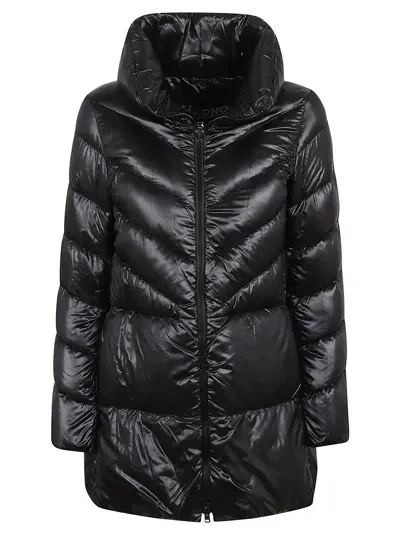 Herno A-shape Down Jacket With V-shaped Quilts In Black