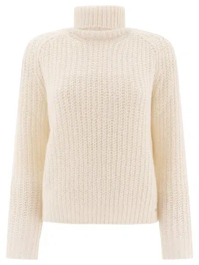 Herno Alpaca And Lurex Turtleneck Sweater In White