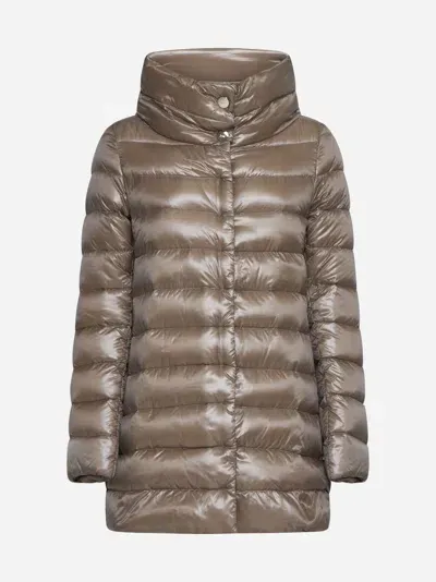 Herno Womans Amelia Taupe Colored Nylon Down Jacket