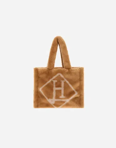 Herno Bag In Soft Faux Fur In Camel