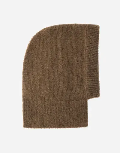 Herno Balaclava In Plain Alpaca Wool In Earthenware