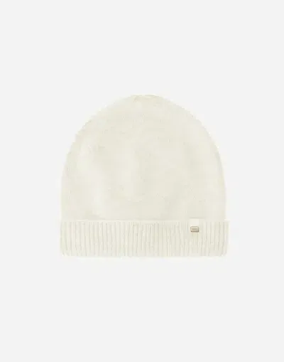 Herno Beanie In Plain Alpaca Wool In Cream