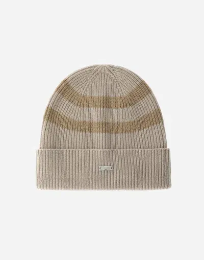 Herno Beanie In Stripes Knit Kit In Chantilly