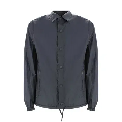 Herno Button Detailed Drawstring Jacket In Navy